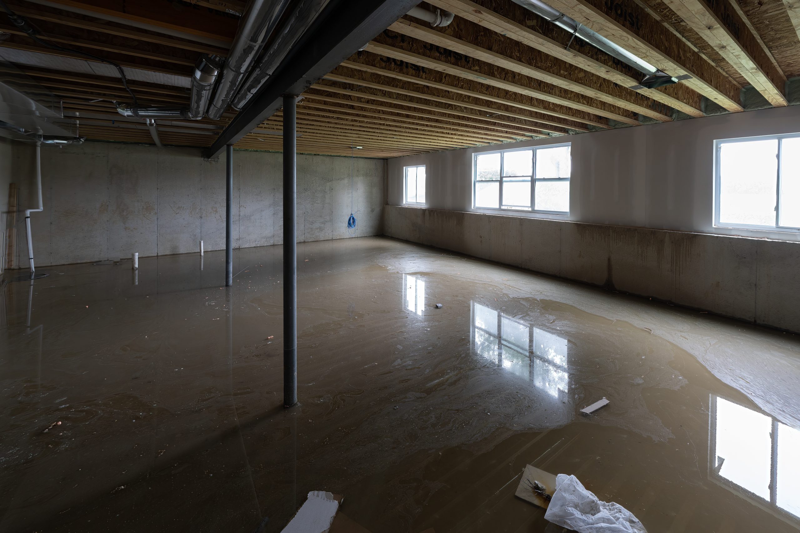 Basement flooded with water
